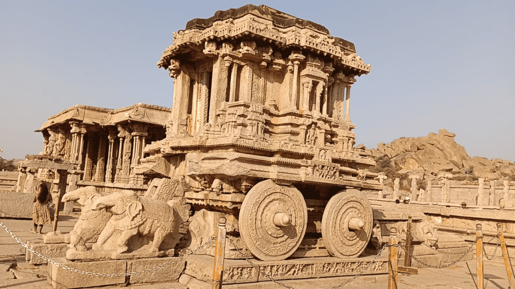 Chariot at Vitthala temple courtyard Hampi